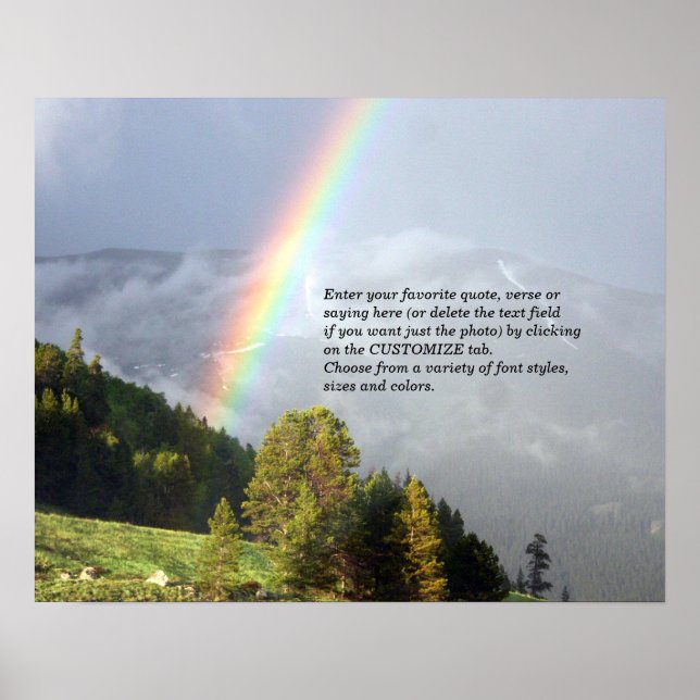 Rainbow over Colorado Mountaintop w/ Your Text Poster (Front)