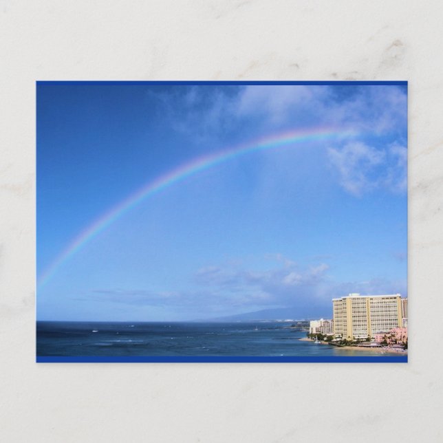 Rainbow over Honolulu, Hawaii Postcard (Front)