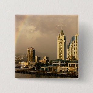 Rainbow over Honolulu, Hawaii, USA 2 Inch Square Button