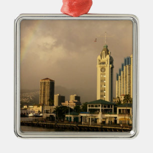 Rainbow over Honolulu, Hawaii, USA 2 Metal Ornament