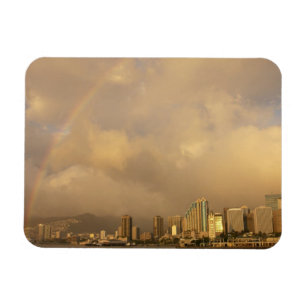 Rainbow over Honolulu, Hawaii, USA 3 Magnet