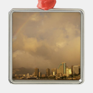 Rainbow over Honolulu, Hawaii, USA 3 Metal Ornament