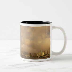 Rainbow over Honolulu, Hawaii, USA 3 Two-Tone Coffee Mug