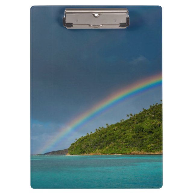 Rainbow over island, American Samoa Clipboard (Front)