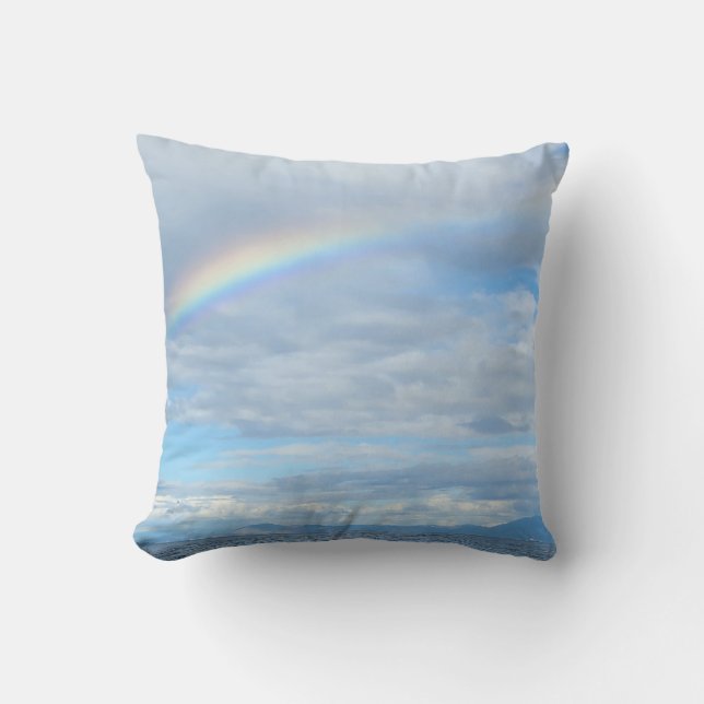 Rainbow over Island Throw Pillow (Front)