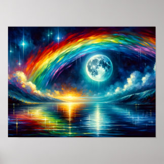 Rainbow over the Moon Poster