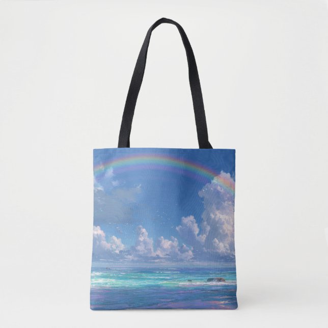 Rainbow over the ocean tote bag (Front)