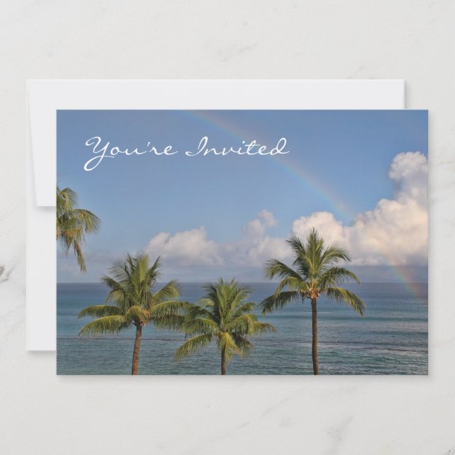 Rainbow over the Ocean with Palm Trees Invitation (Front)