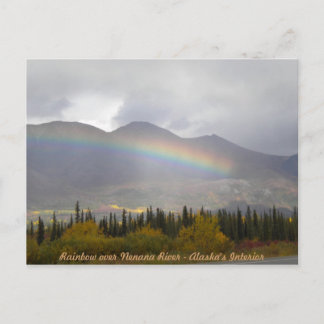 Rainbow over valey of fall colours postcard