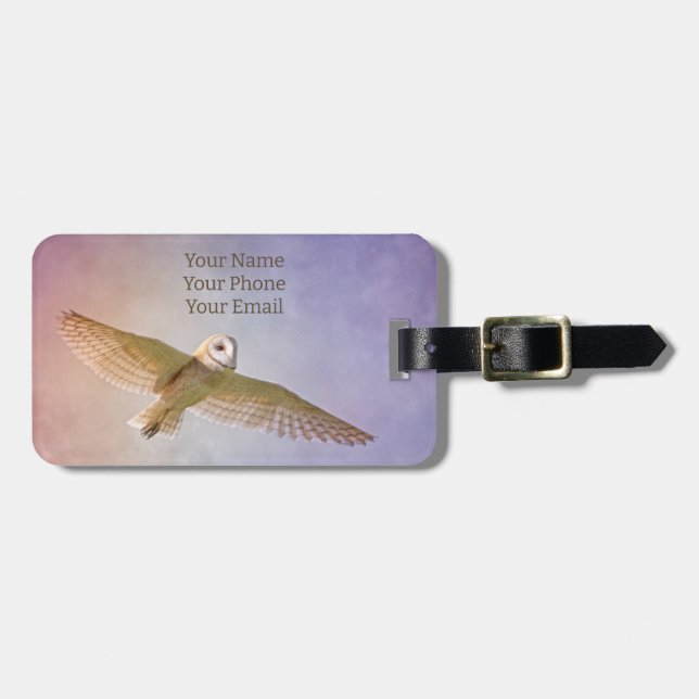 Rainbow Owl Luggage Tag (Front Horizontal)