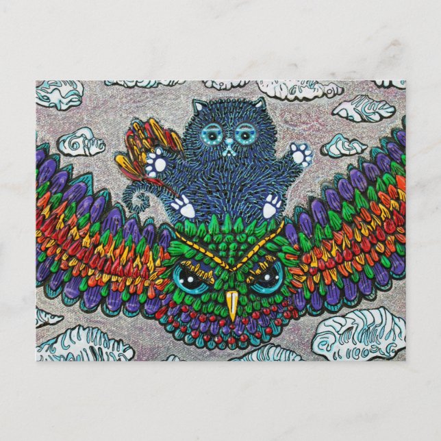 Rainbow Owl Ride Postcard (Front)