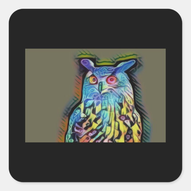 Rainbow Owl Square Sticker (Front)