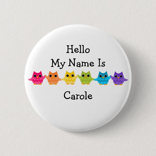 Rainbow Owls 2 Inch Round Button (Front)