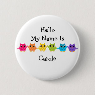 Rainbow Owls 2 Inch Round Button