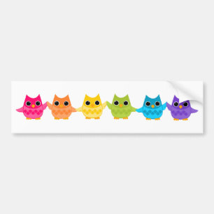 Rainbow Owls Bumper Sticker