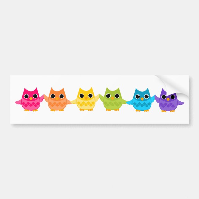 Rainbow Owls Bumper Sticker (Front)