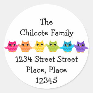 Rainbow Owls Classic Round Sticker