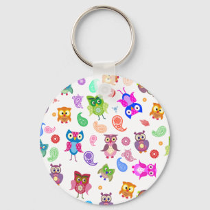 Rainbow owls - light keychain