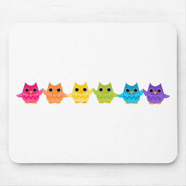 Rainbow Owls Mouse Pad (Front)