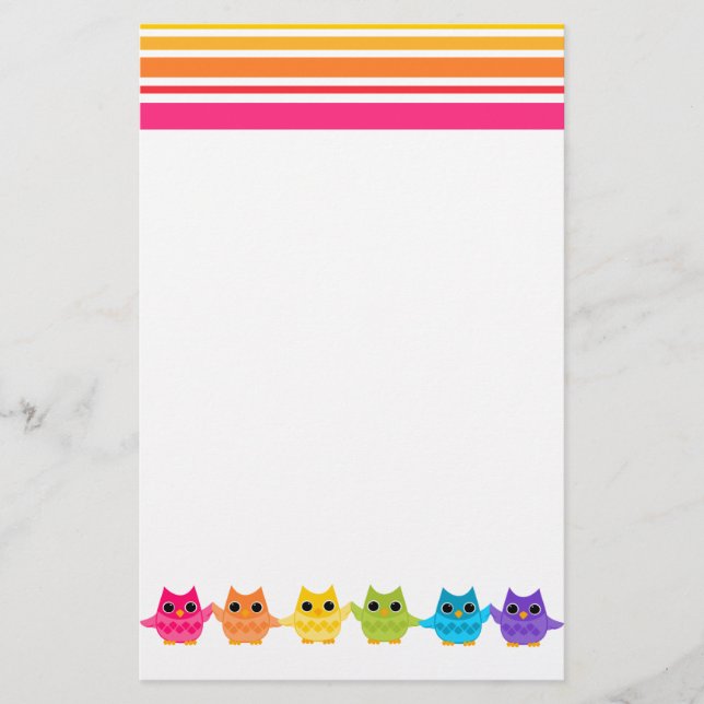 Rainbow Owls Stationery (Front)
