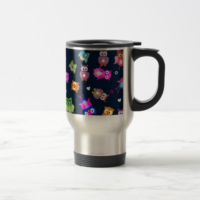 Rainbow owls travel mug (Right)