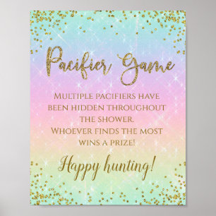 Rainbow Pacifier Baby Shower Game Sign