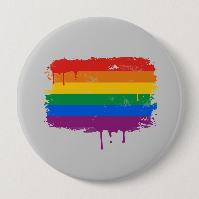 Rainbow Paint 4 Inch Round Button (Front)