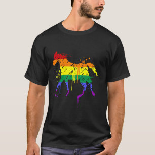 Rainbow Paint Brush Style Horse Design Fashion Sty T-Shirt