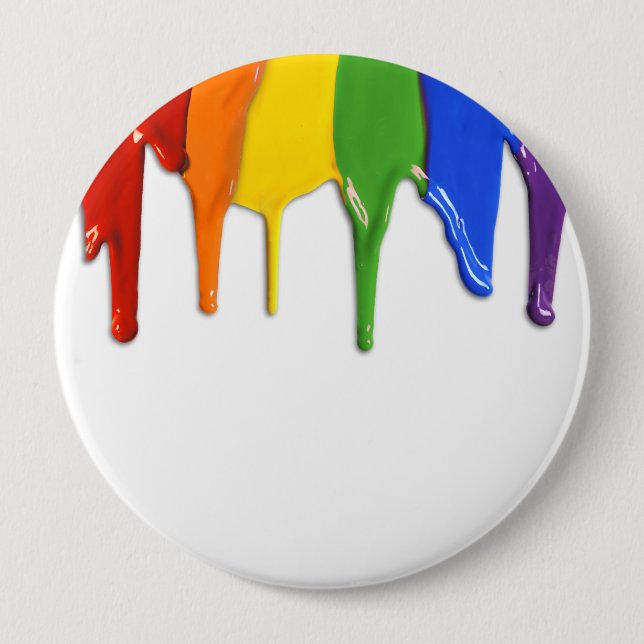 RAINBOW PAINT DRIPPINGS -.png 4 Inch Round Button (Front)