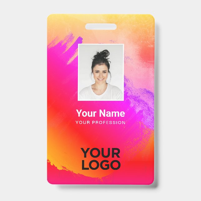 Rainbow Paint Employee Photo, Bar Code, Name Badge (Front)