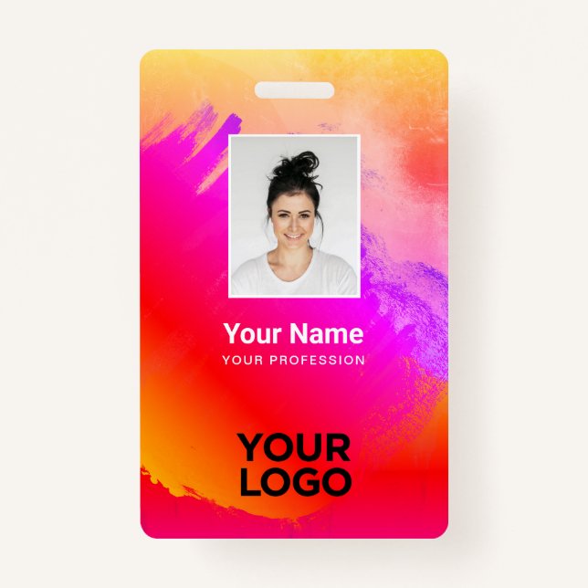 Rainbow Paint Employee Photo, Bar Code, Name Badge (Front)