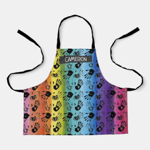 Rainbow Paint Handprint All-Over Print Apron
