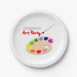 Rainbow Paint Palette Art Birthday Party Paper Plate