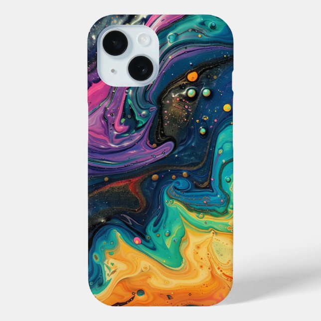 Rainbow Paint Pour Abstract Liquid Cute Aesthetic Case-Mate iPhone Case (Back)