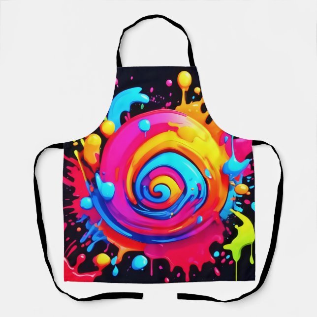 Rainbow Paint Splash Apron (Front)