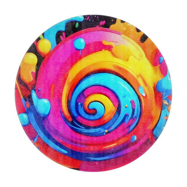 Rainbow Paint Splash Cutting Board (Front)