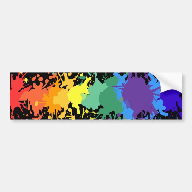 RAINBOW PAINT SPLASH DRIPS GAY PRIDE CAR BUMPER BUMPER STICKER (Front)