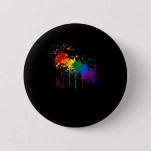 Rainbow Paint Splash Flag LGBT Pride Month T-Shirt 2 Inch Round Button