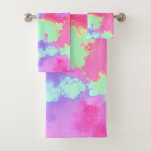 Rainbow Paint Splatter Bath Towel Set