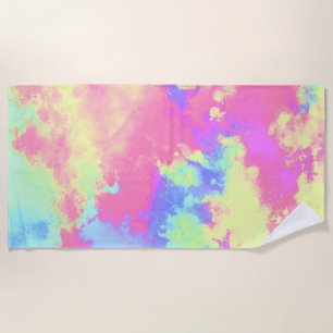 Rainbow Paint Splatter  Beach Towel