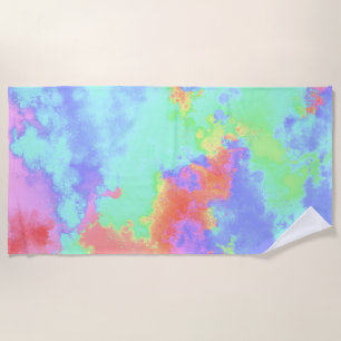 Rainbow Paint Splatter Beach Towel