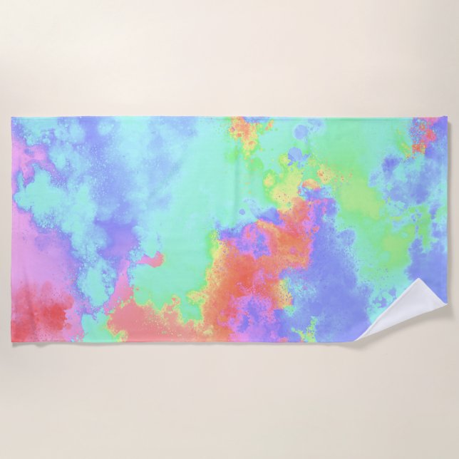 Rainbow Paint Splatter  Beach Towel (Front)