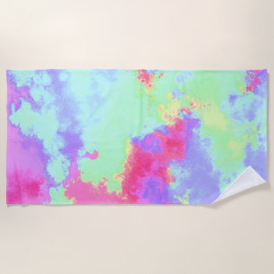 Rainbow Paint Splatter  Beach Towel