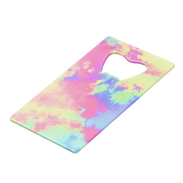 Rainbow  Paint Splatter  Credit Card Bottle Opener (Front Angled)