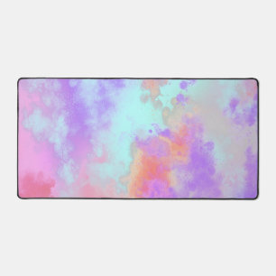 Rainbow Paint Splatter effect Desk Mat