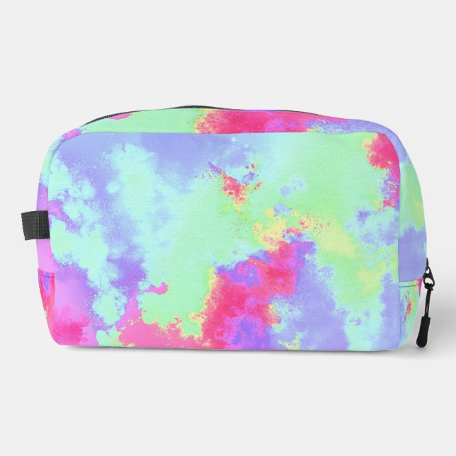 Rainbow Paint Splatter effect Dopp Kit (Front)