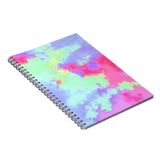 Rainbow Paint Splatter effect green Pink Blue  Notebook (Right Side)