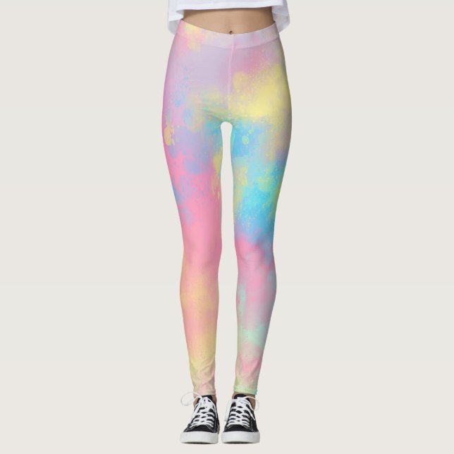 Rainbow Paint Splatter effect Leggings (Front)
