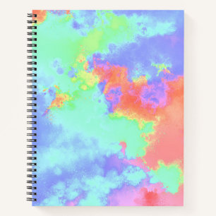 Rainbow Paint Splatter effect Orange Blue Green Notebook