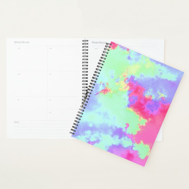 Rainbow Paint Splatter effect pink blue green Planner (Display)